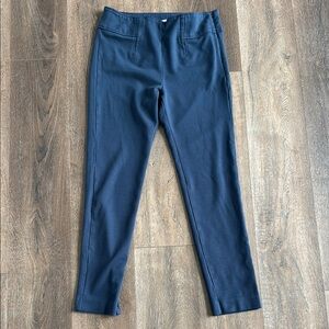 CABI 8 Navy Blue Newport Ponte Knit Side Zip Skinny Trousers Office Pant Stretch